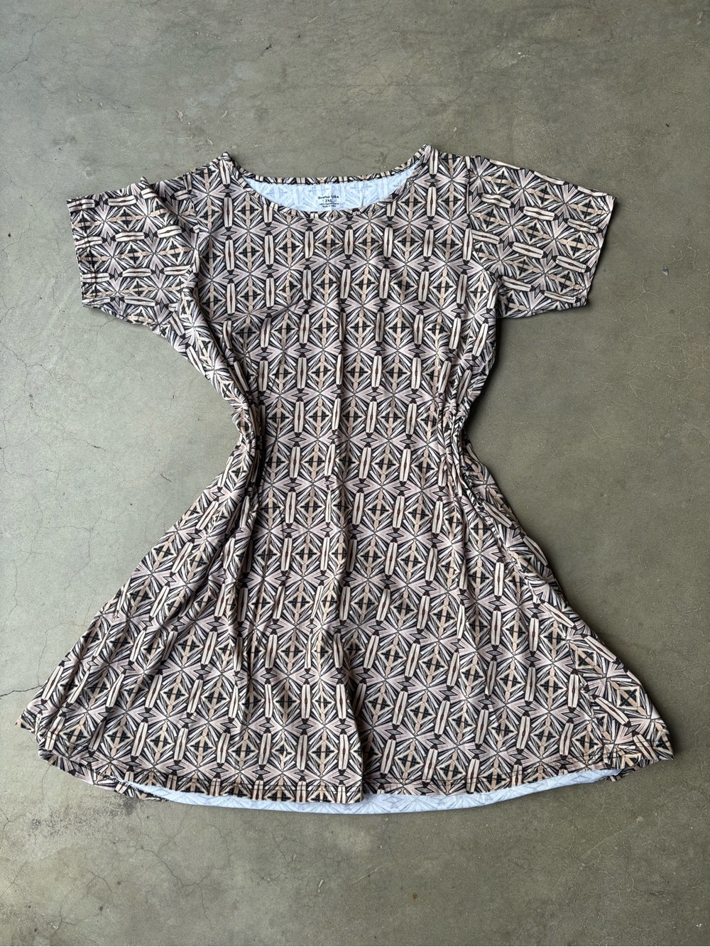 Svaha USA 100% organic cotton brown + black geometric print dress 2XL
